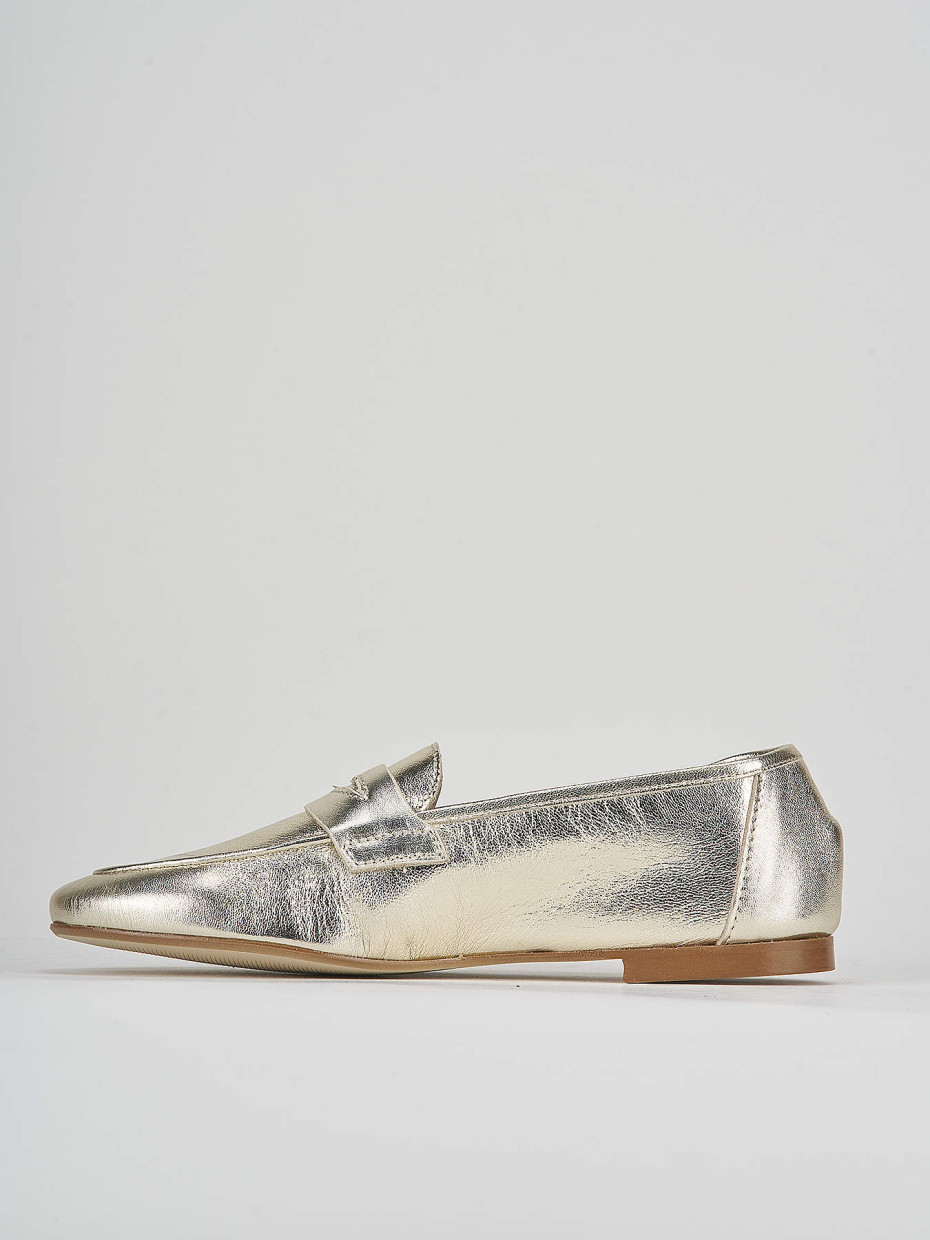 Loafers heel 1 cm gold leather