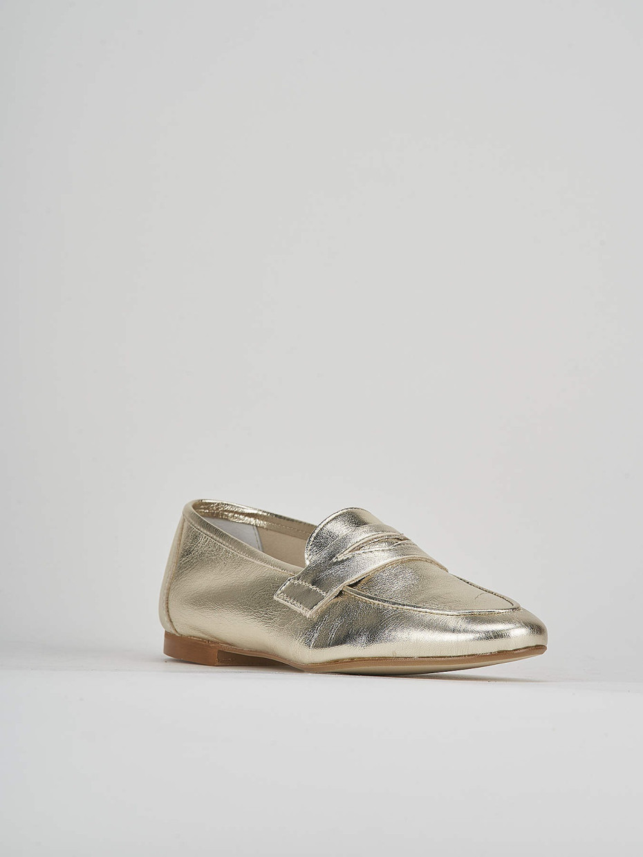 Loafers heel 1 cm gold leather