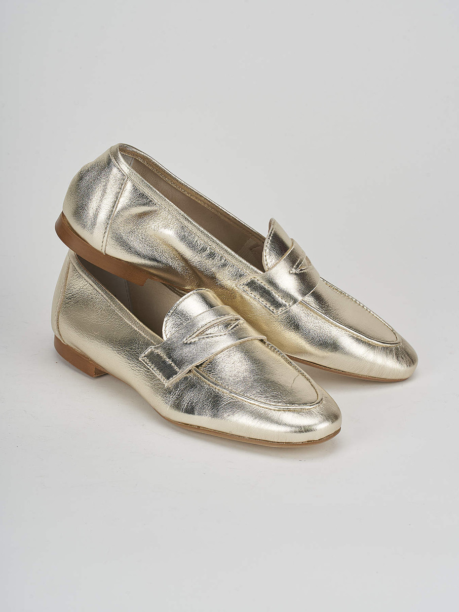 Loafers heel 1 cm gold leather