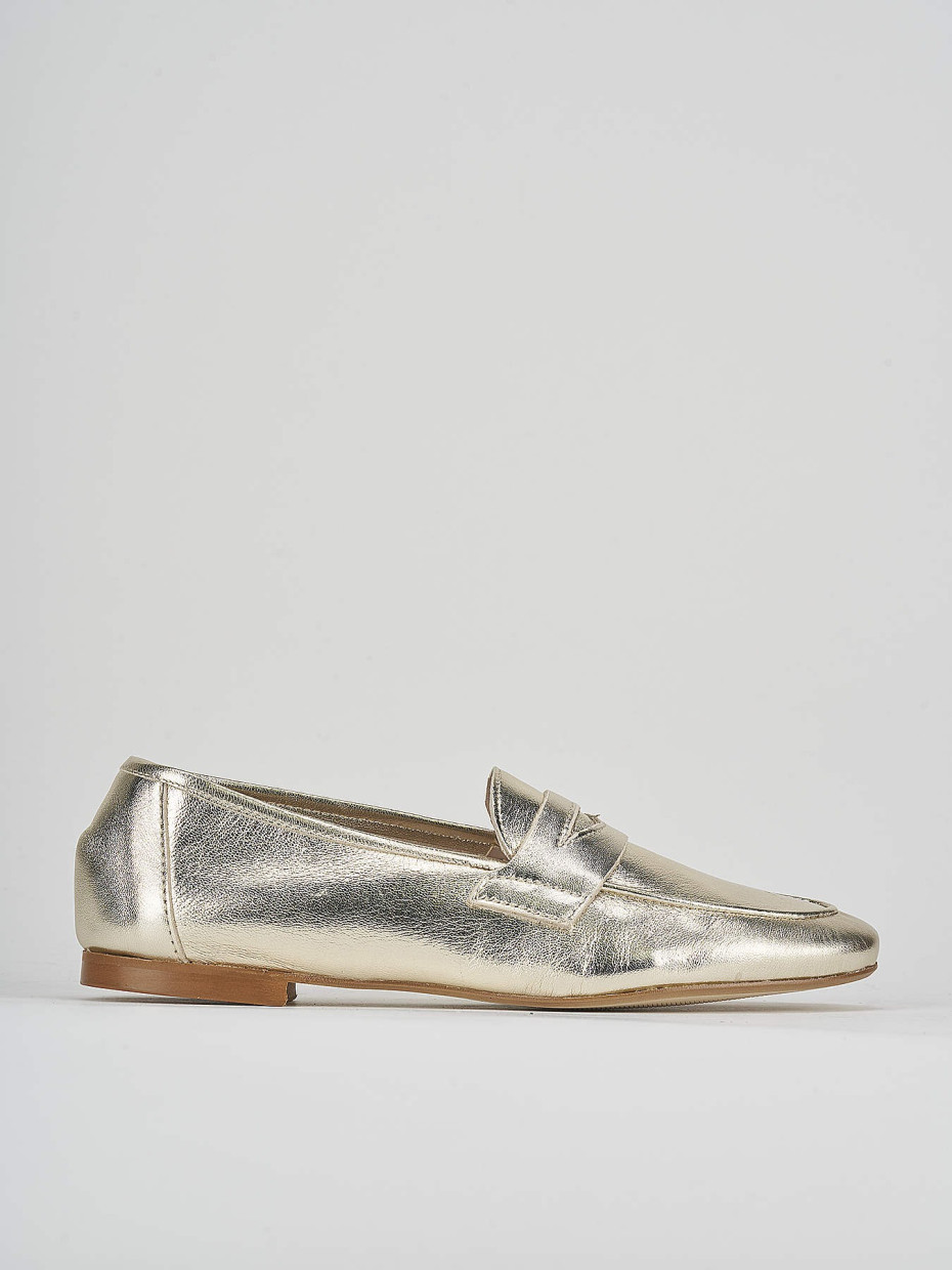 Loafers heel 1 cm gold leather