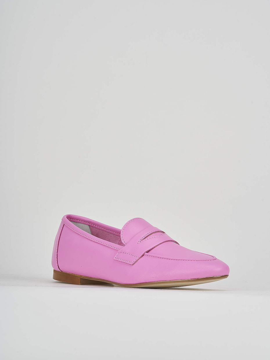 Loafers heel 1 cm pink leather