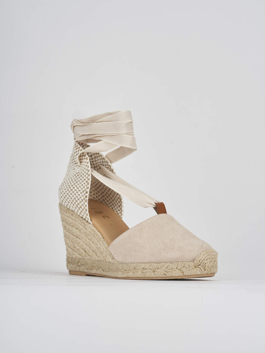 Espadrillas heel 8 cm beige suede