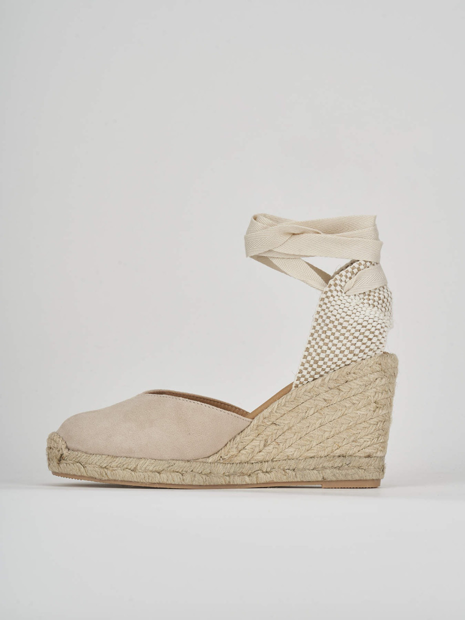 Espadrillas tacco 8cm camoscio beige