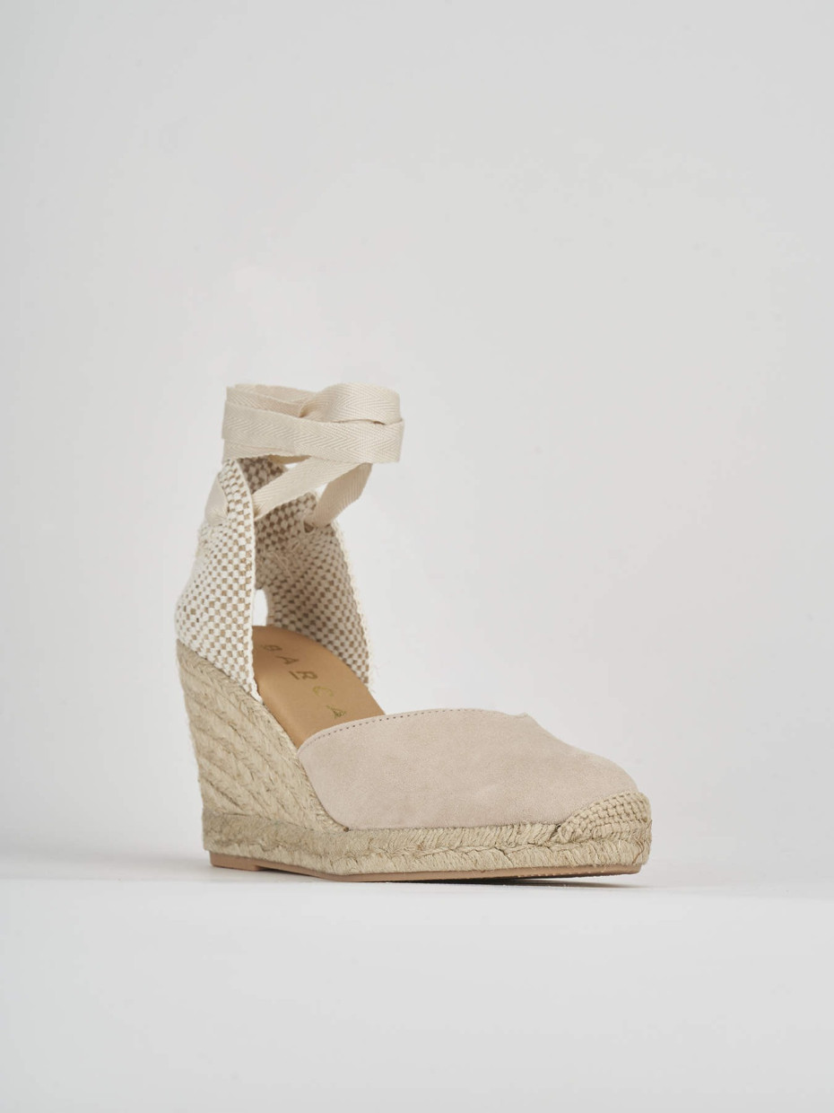 Espadrillas tacco 8cm camoscio beige