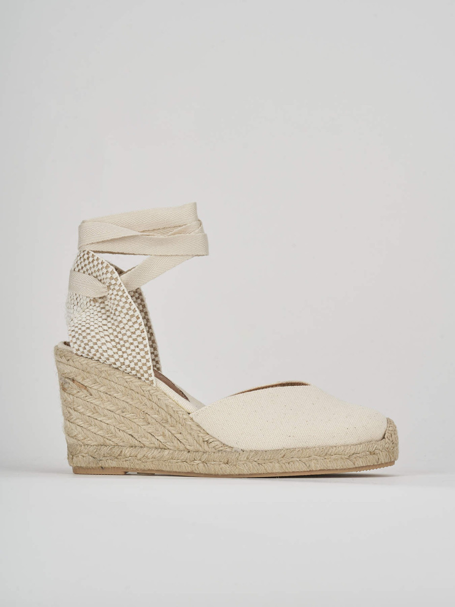 Espadrillas heel 8 cm beige fabric