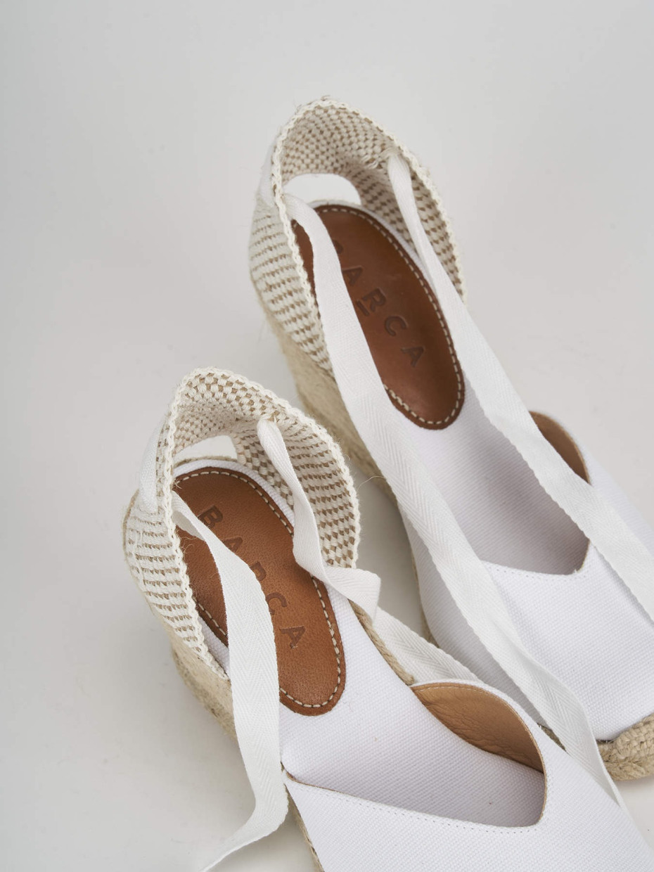 Espadrillas tacco 8cm tessuto bianco