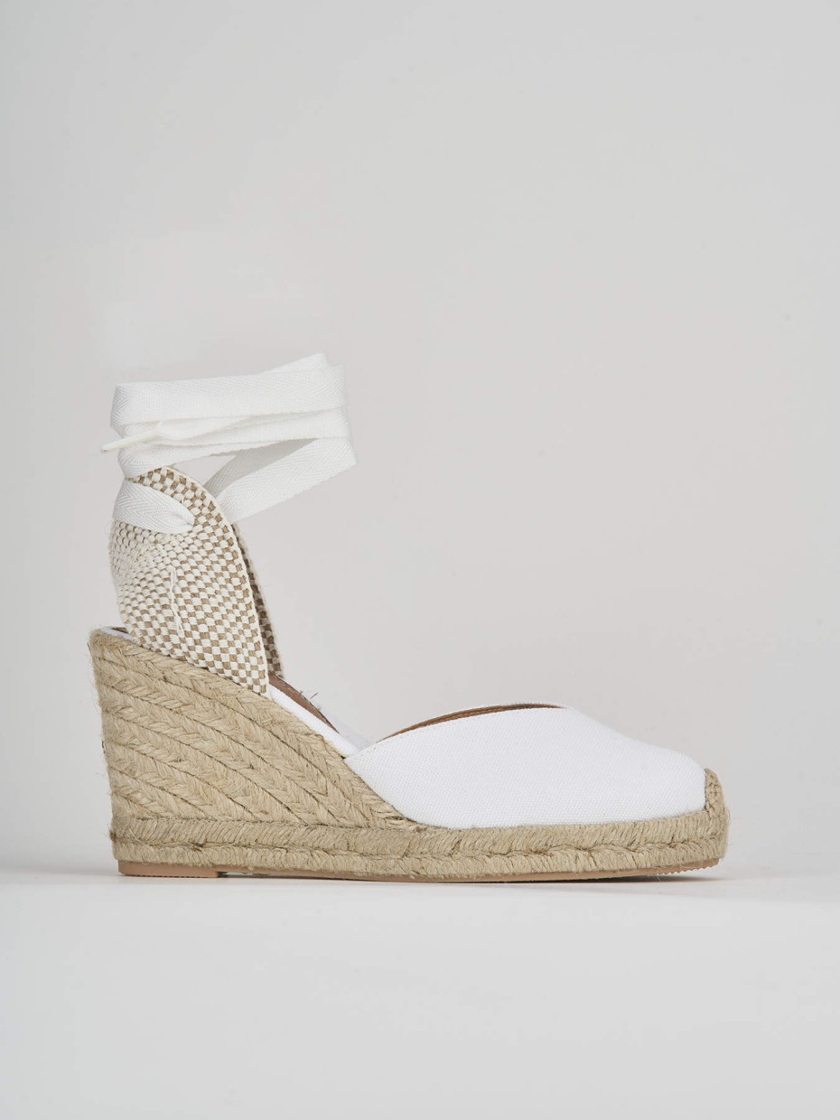 Espadrillas tacco 8cm tessuto bianco