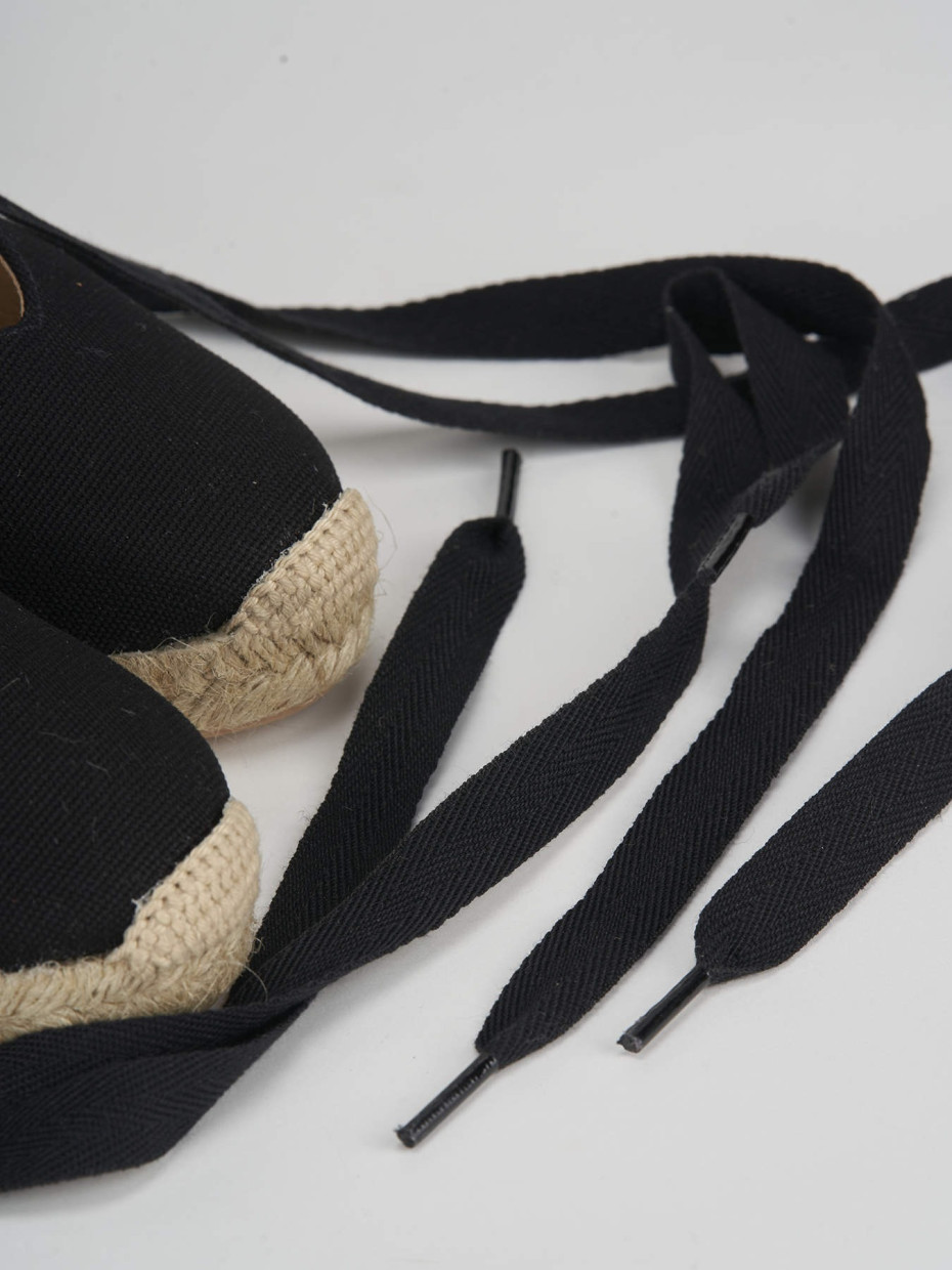 Espadrillas heel 8 cm black fabric