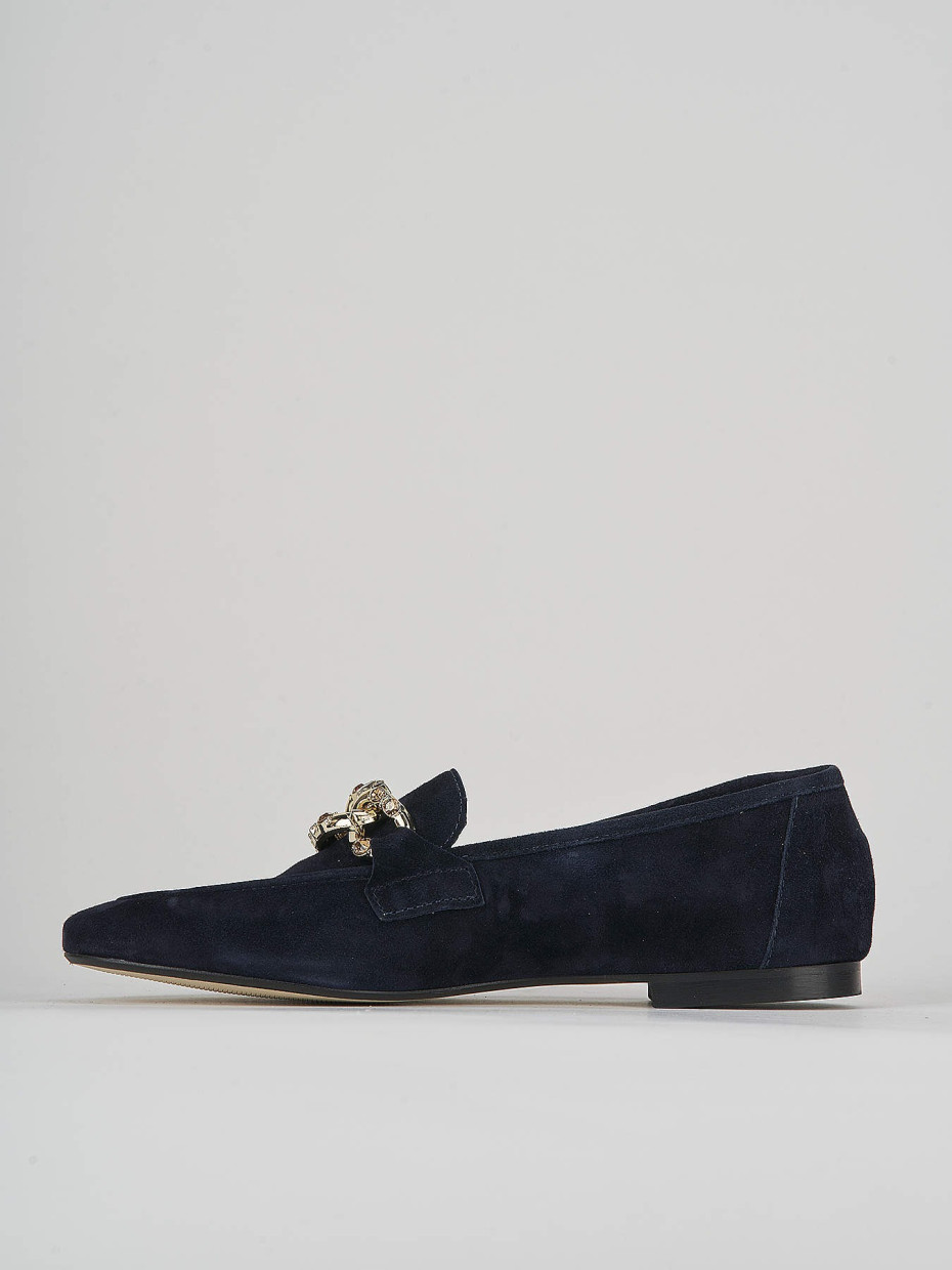 Loafers heel 1 cm blu suede