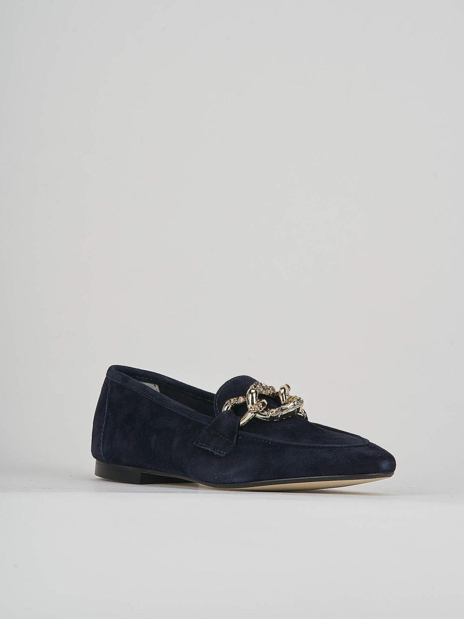 Loafers heel 1 cm blu suede