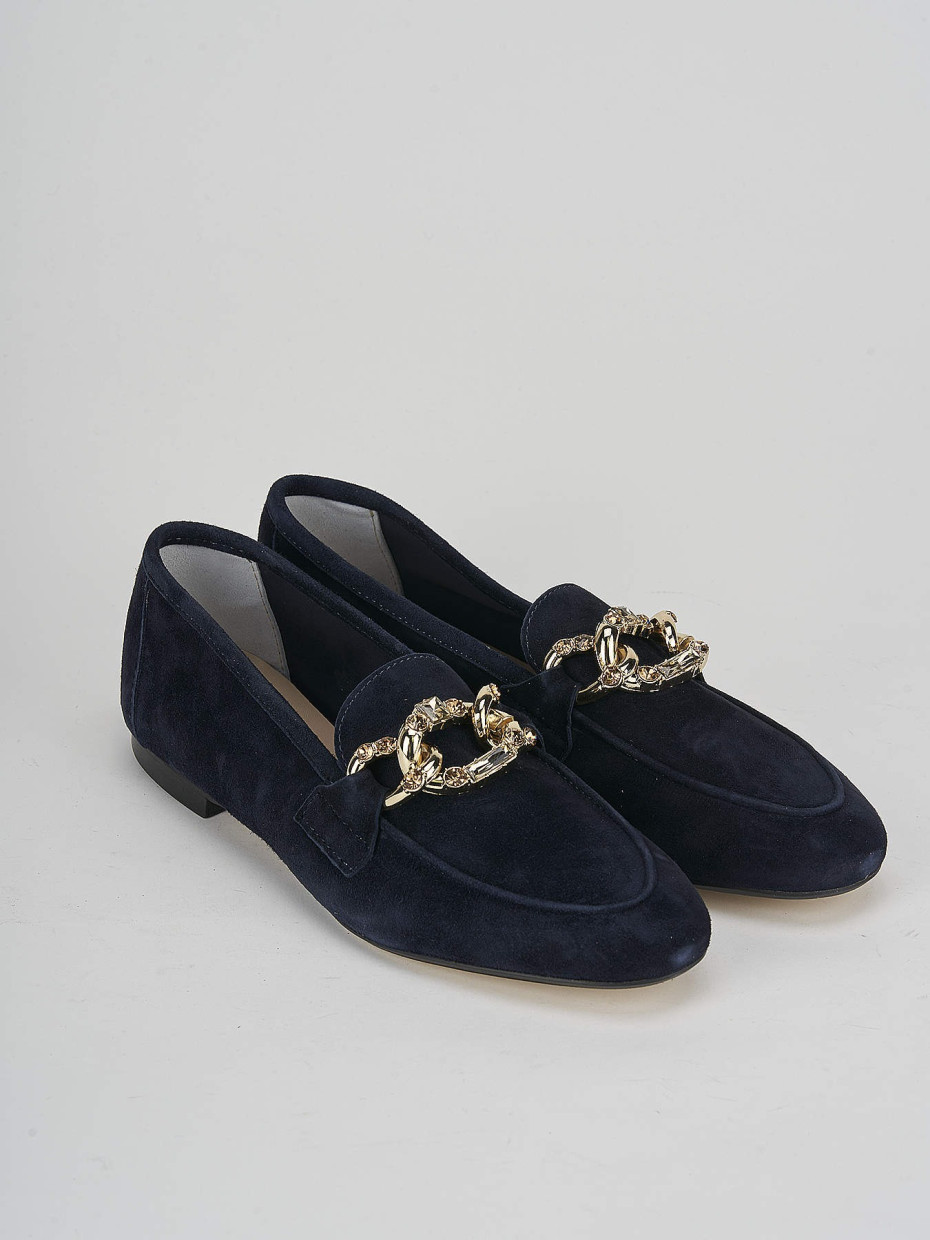 Loafers heel 1 cm blu suede