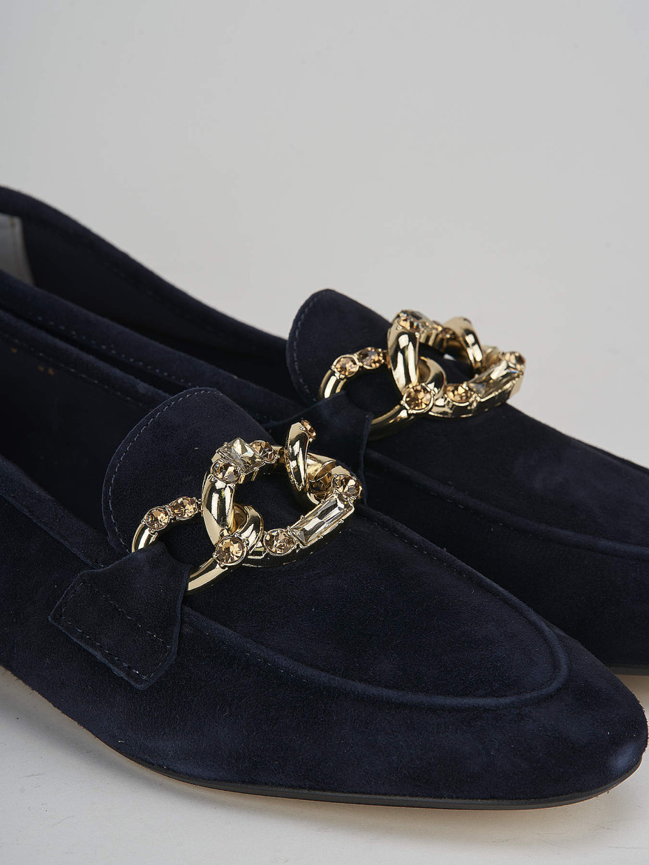 Loafers heel 1 cm blu suede