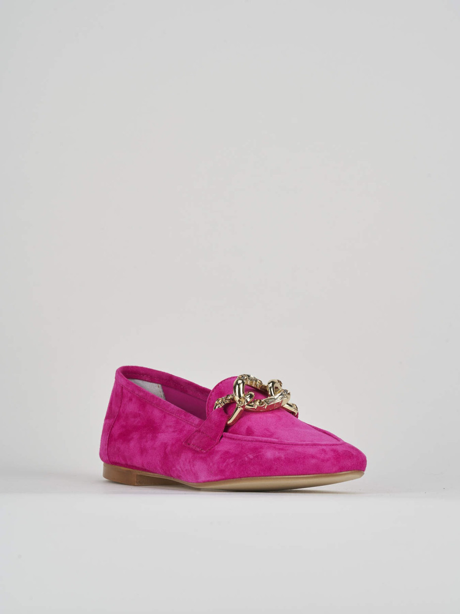 Loafers heel 1 cm pink suede