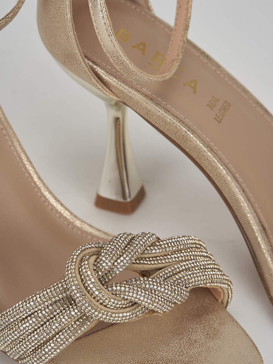 High heel sandals heel 8 cm gold leather