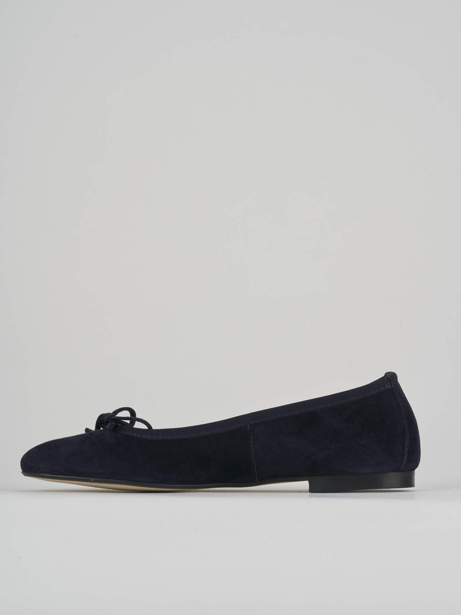 Flat shoes heel 1 cm blu suede