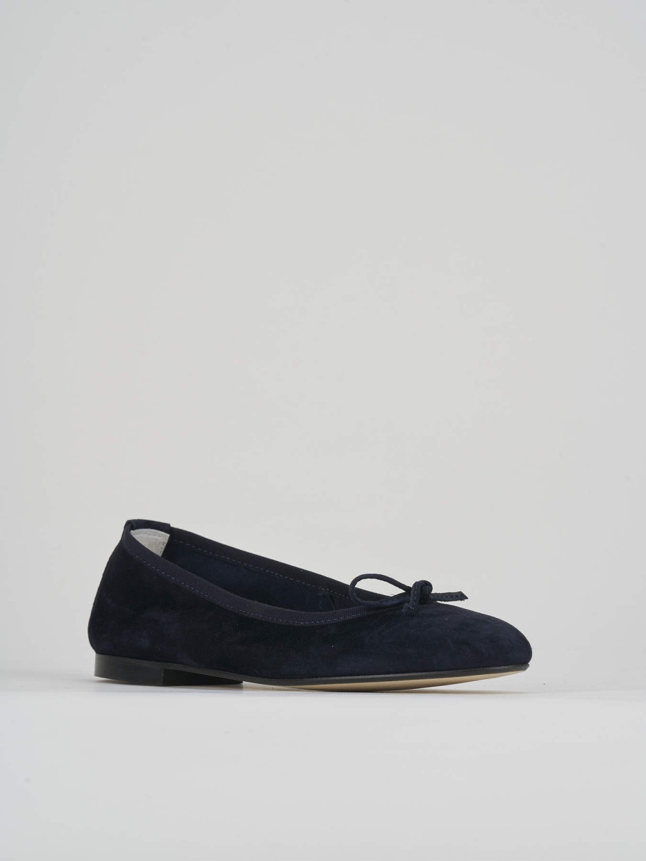 Flat shoes heel 1 cm blu suede