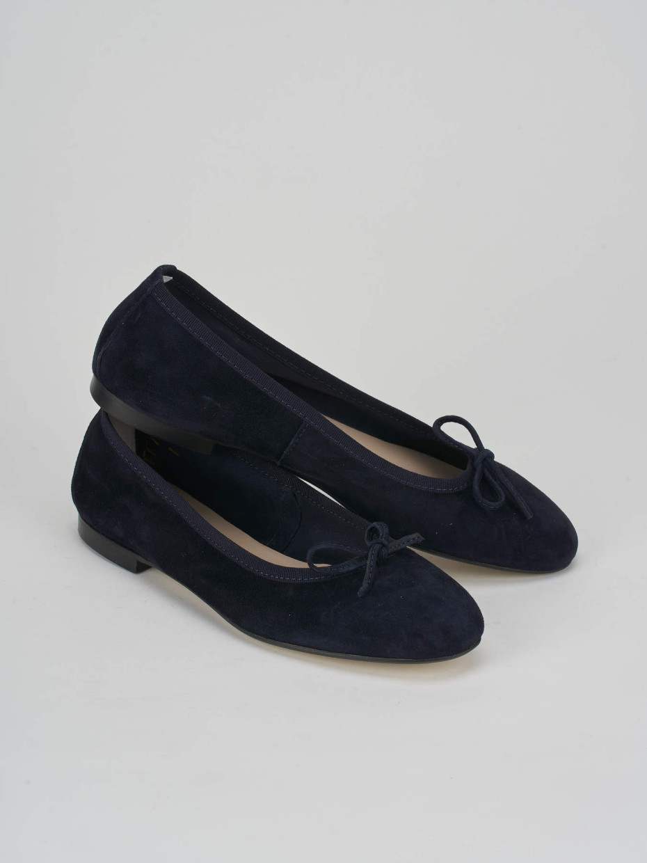 Flat shoes heel 1 cm blu suede