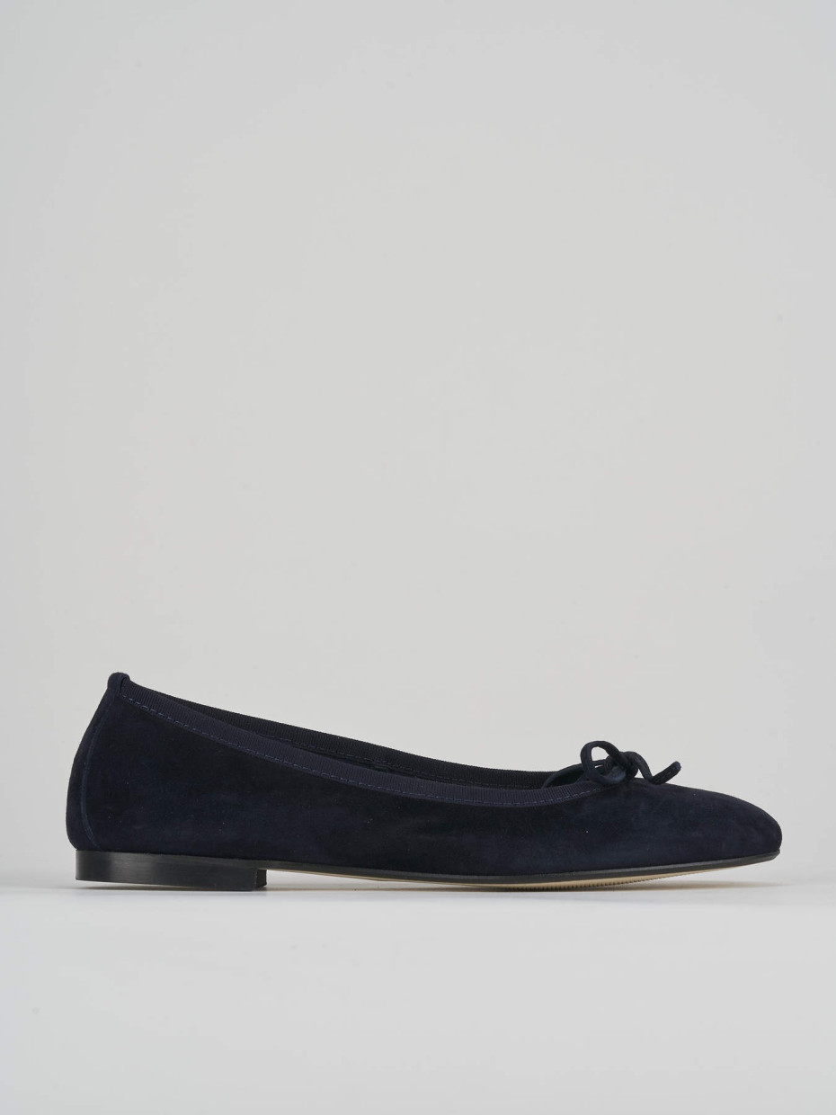 Flat shoes heel 1 cm blu suede