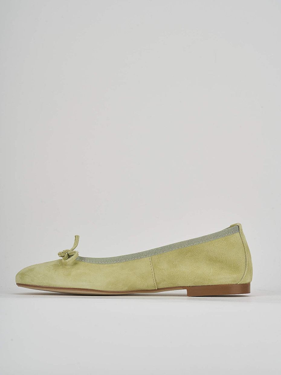 Flat shoes heel 1 cm green suede