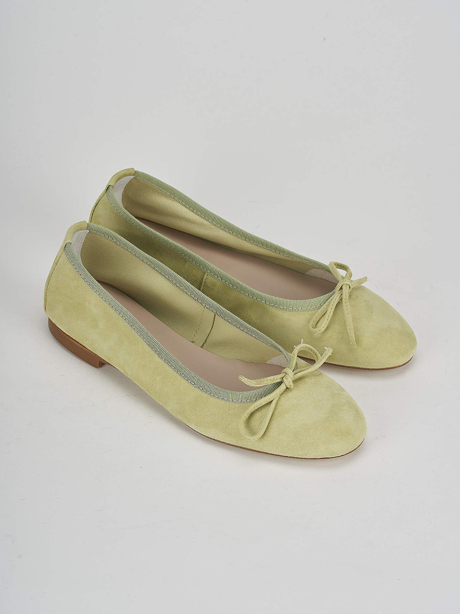 Flat shoes heel 1 cm green suede