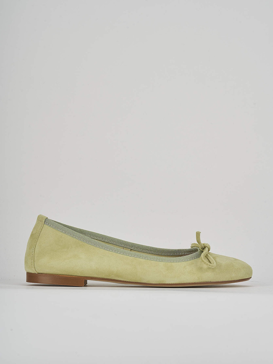 Flat shoes heel 1 cm green suede