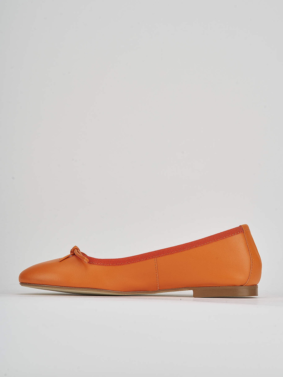 Ballerina tacco 1 cm arancio pelle