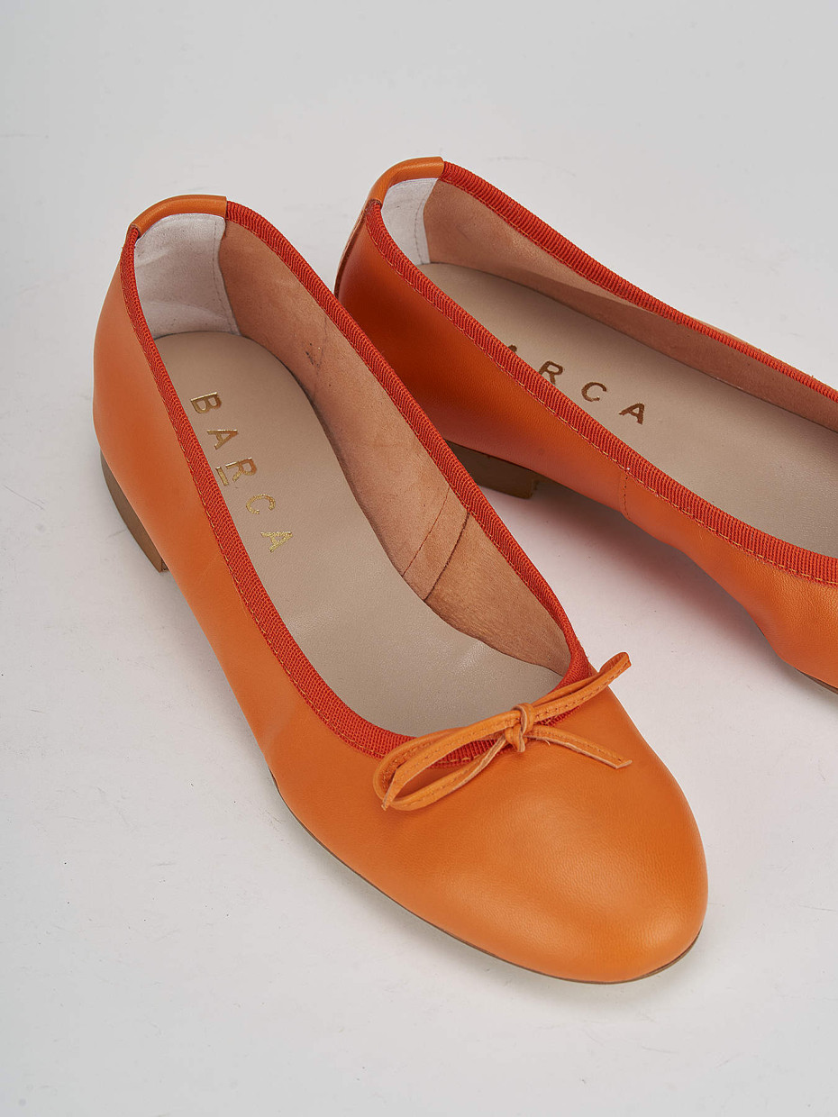 Ballerina tacco 1 cm arancio pelle