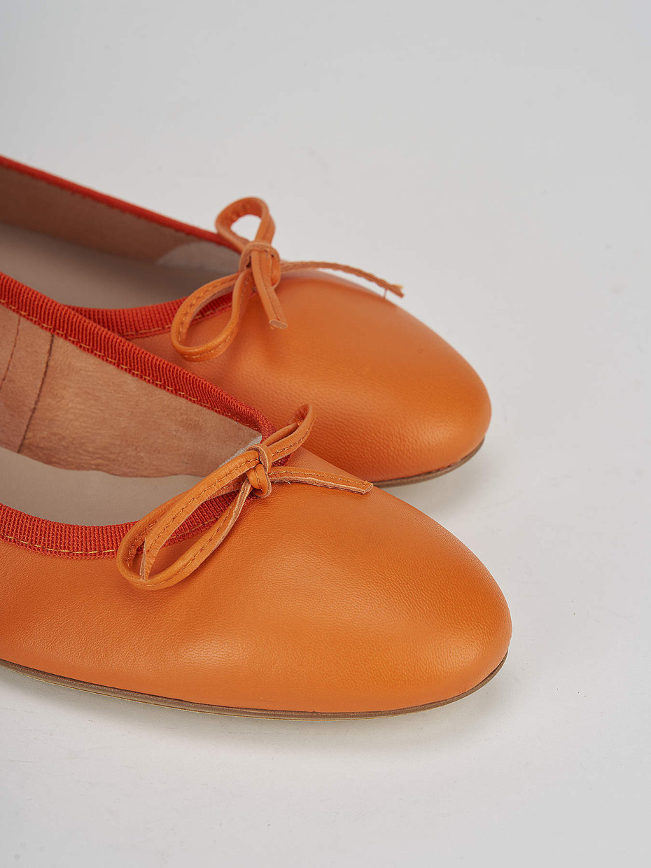 Ballerina tacco 1 cm arancio pelle