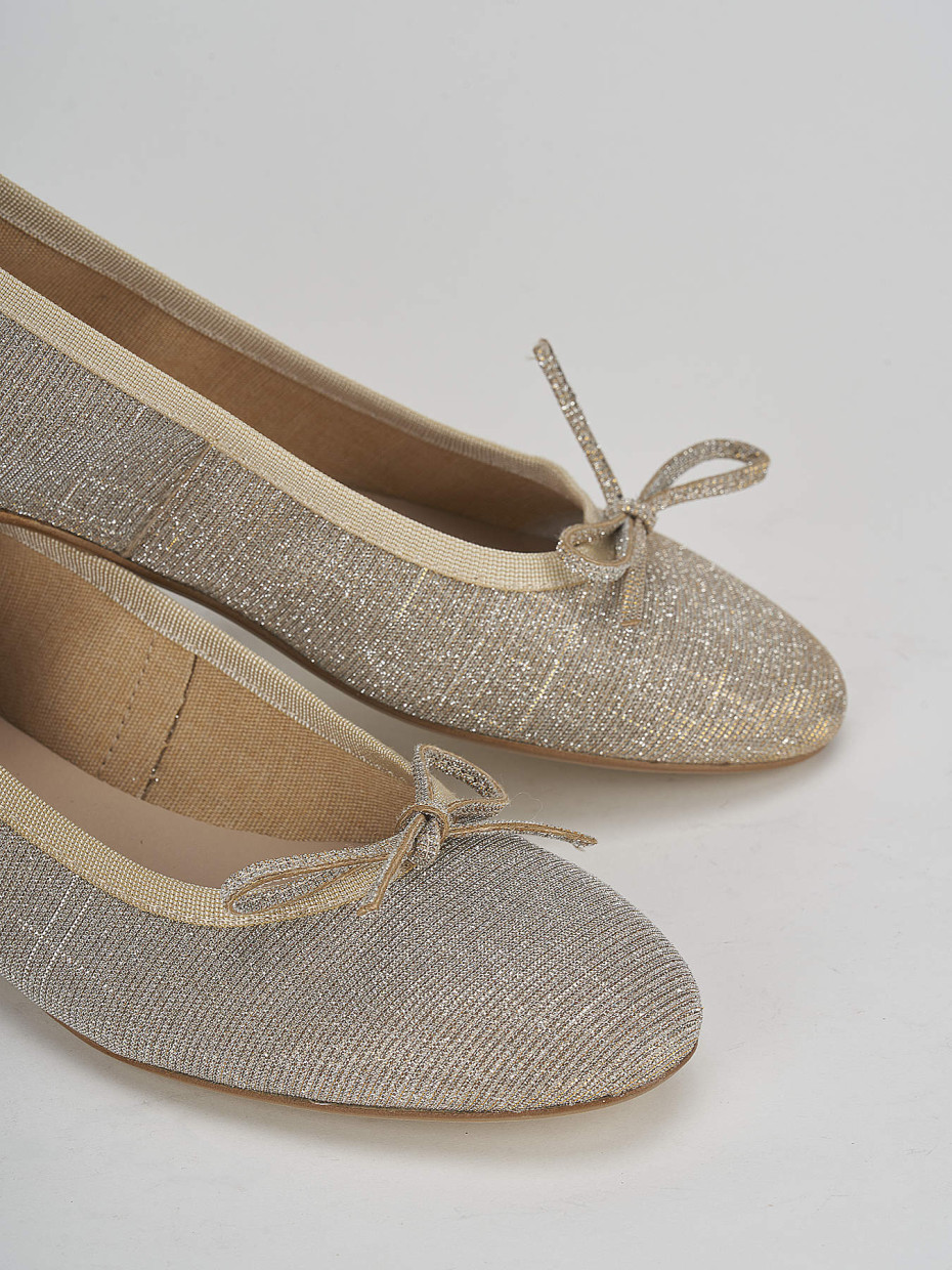Flat shoes heel 1 cm gold fabric