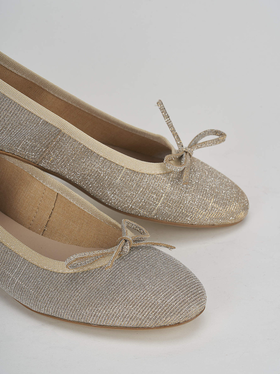 Flat shoes woman heel 1 cm gold fabric Barca Stores