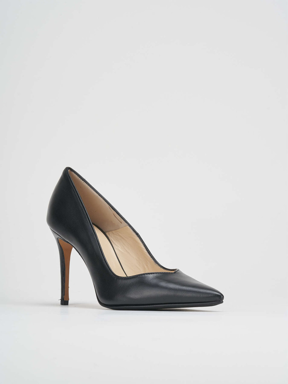 Décolleté e slingback tacco 8cm pelle nero