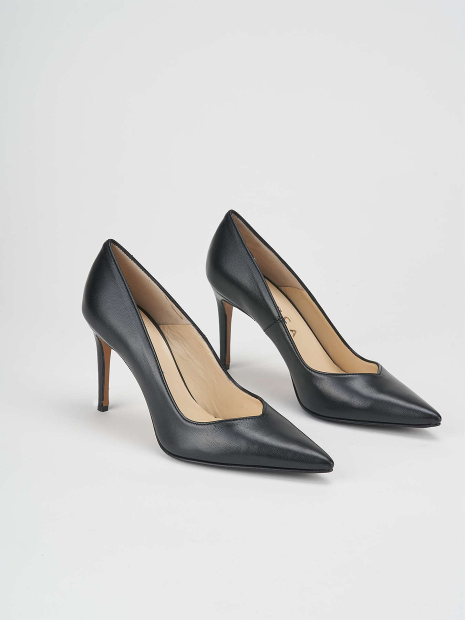 Décolleté e slingback tacco 8cm pelle nero