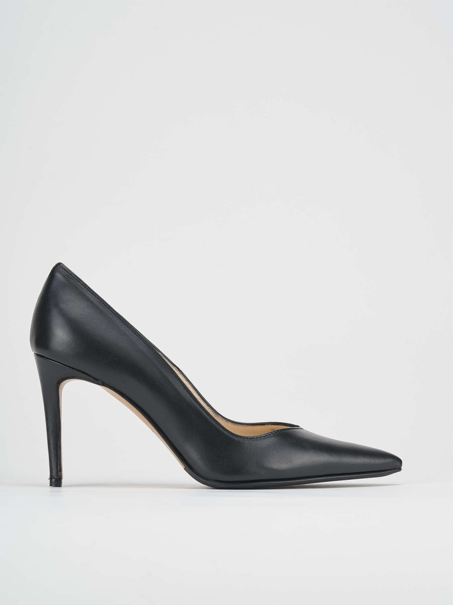 Décolleté e slingback tacco 8cm pelle nero