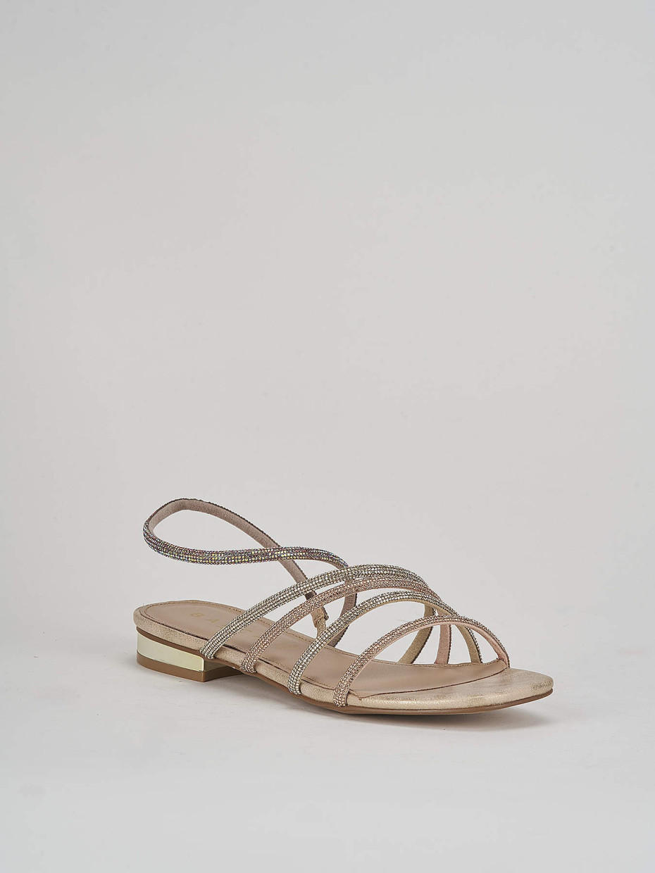 Low heel sandals heel 2 cm gold leather