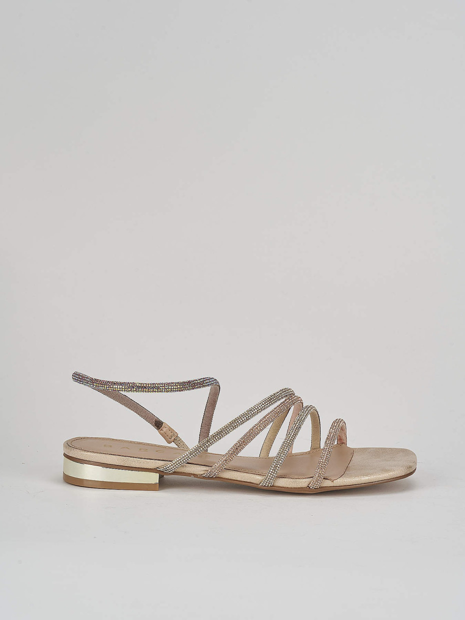 Low heel sandals heel 2 cm gold leather