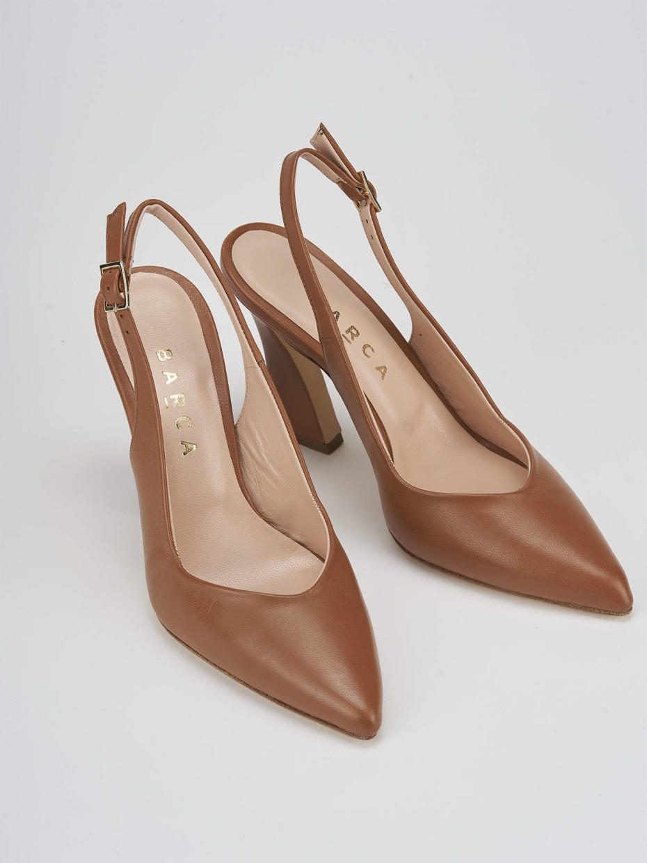 Pumps heel 9 cm brown leather