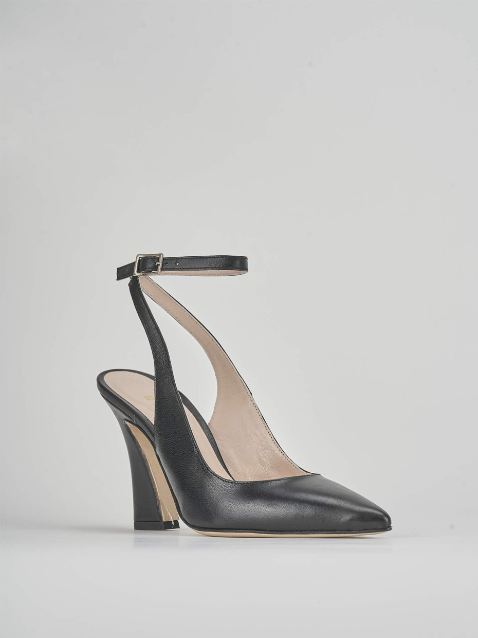 Slingback tacco 9 cm nero pelle