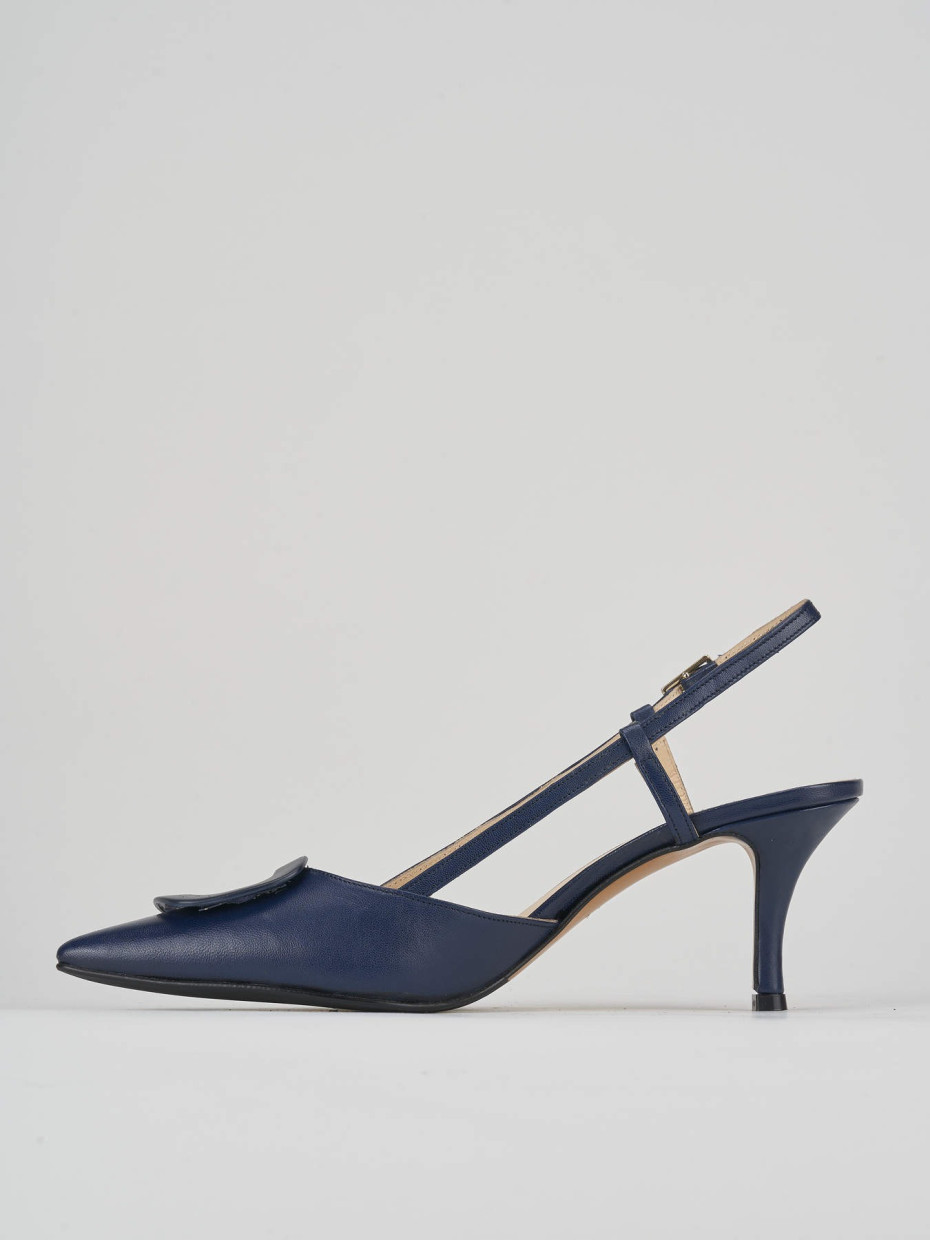 Décolleté e slingback tacco 5cm pelle blu