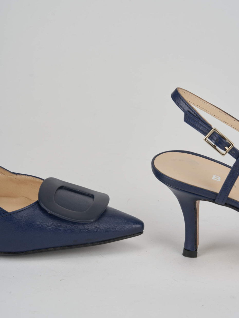 Décolleté e slingback tacco 5cm pelle blu