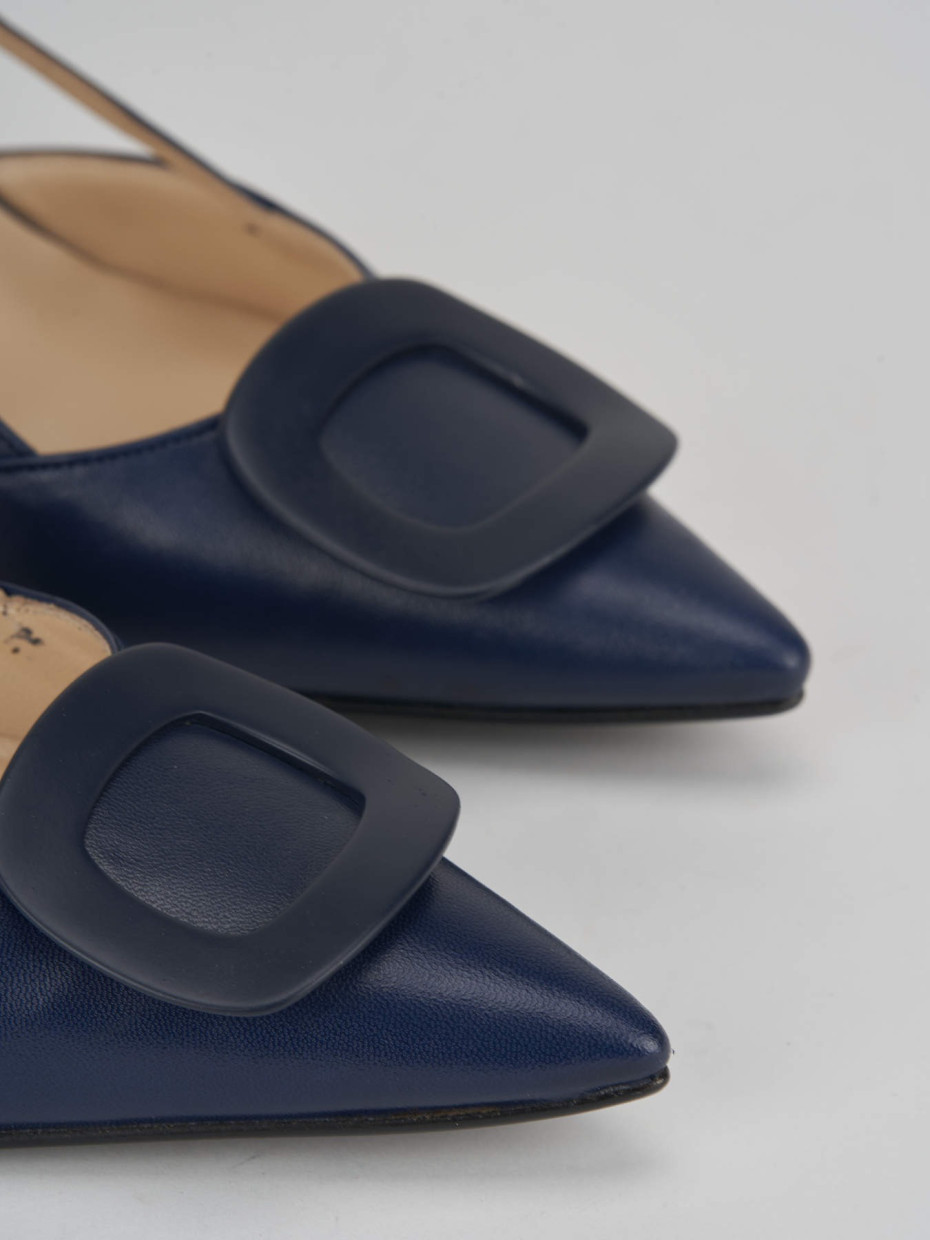 Décolleté e slingback tacco 5cm pelle blu
