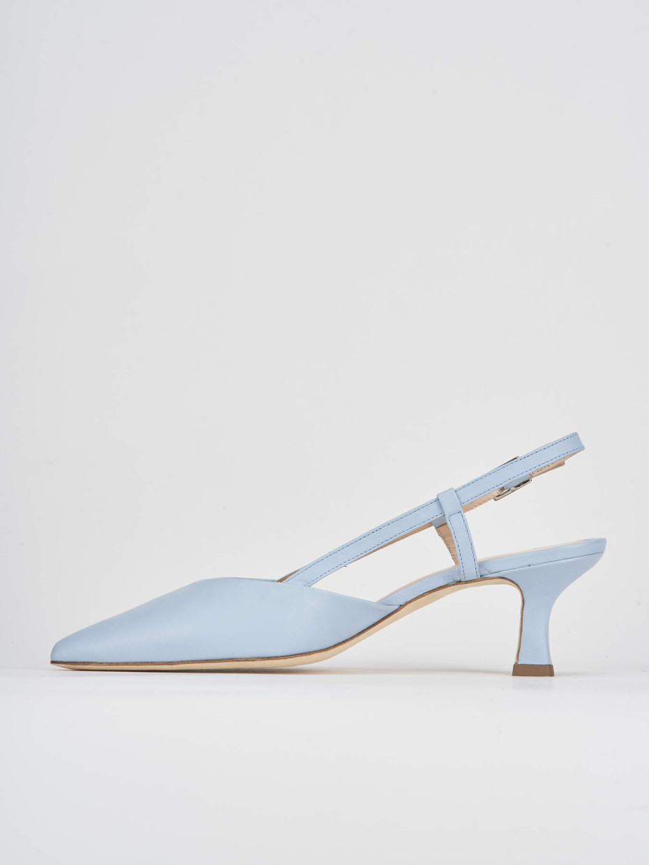 Décolleté e slingback tacco 5cm pelle azzurro