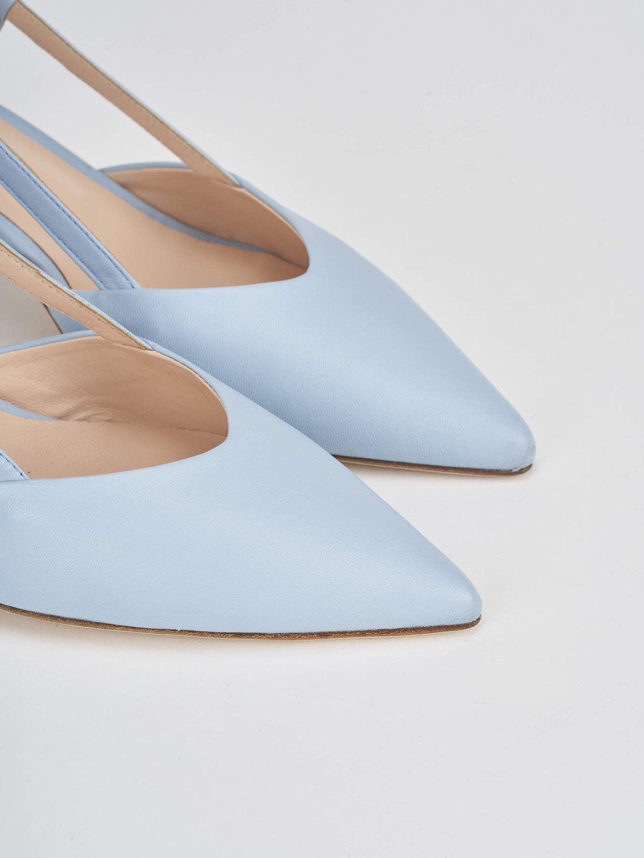 Décolleté e slingback tacco 5cm pelle azzurro