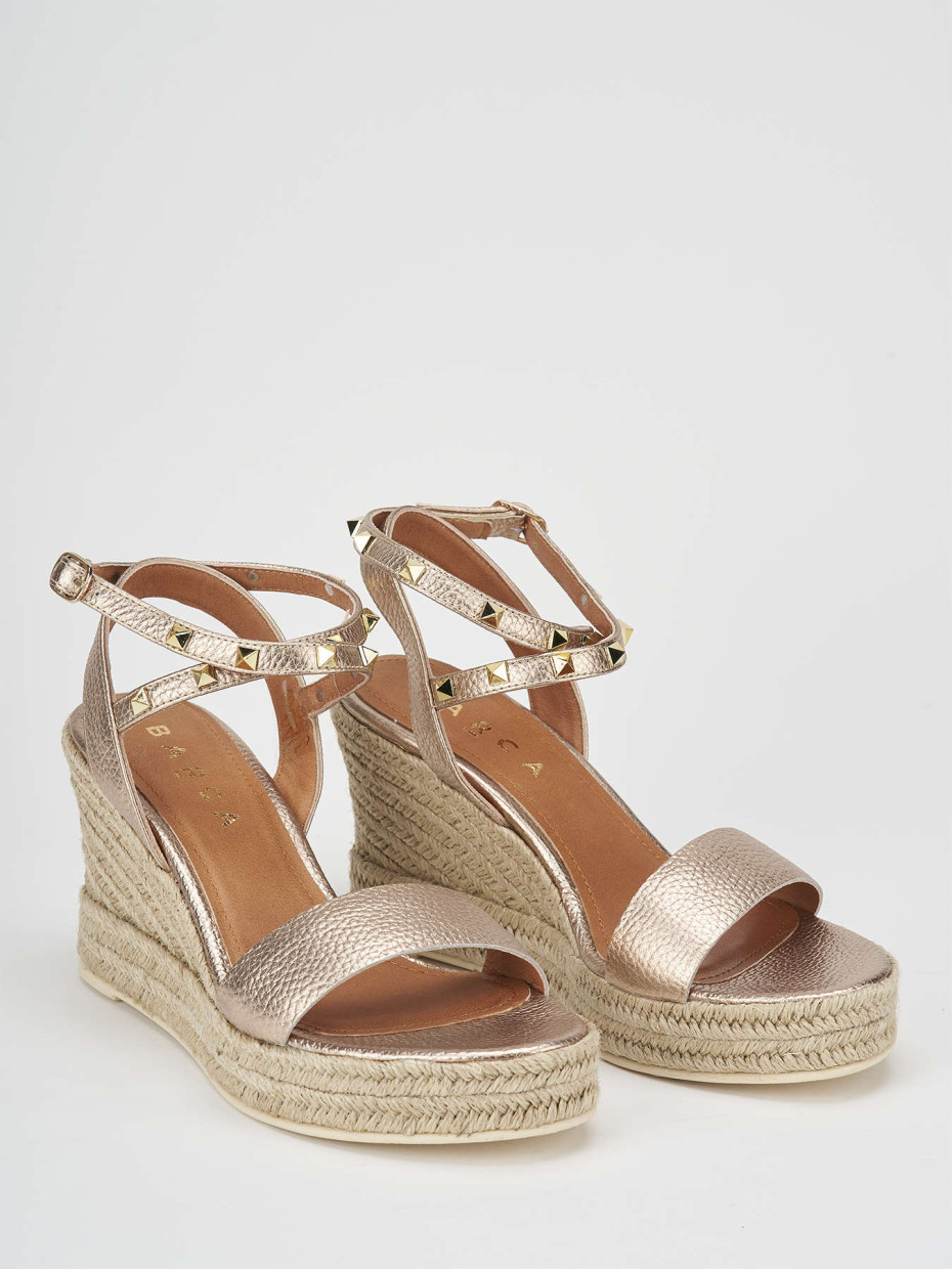 Wedge heels heel 9 cm bronze leather