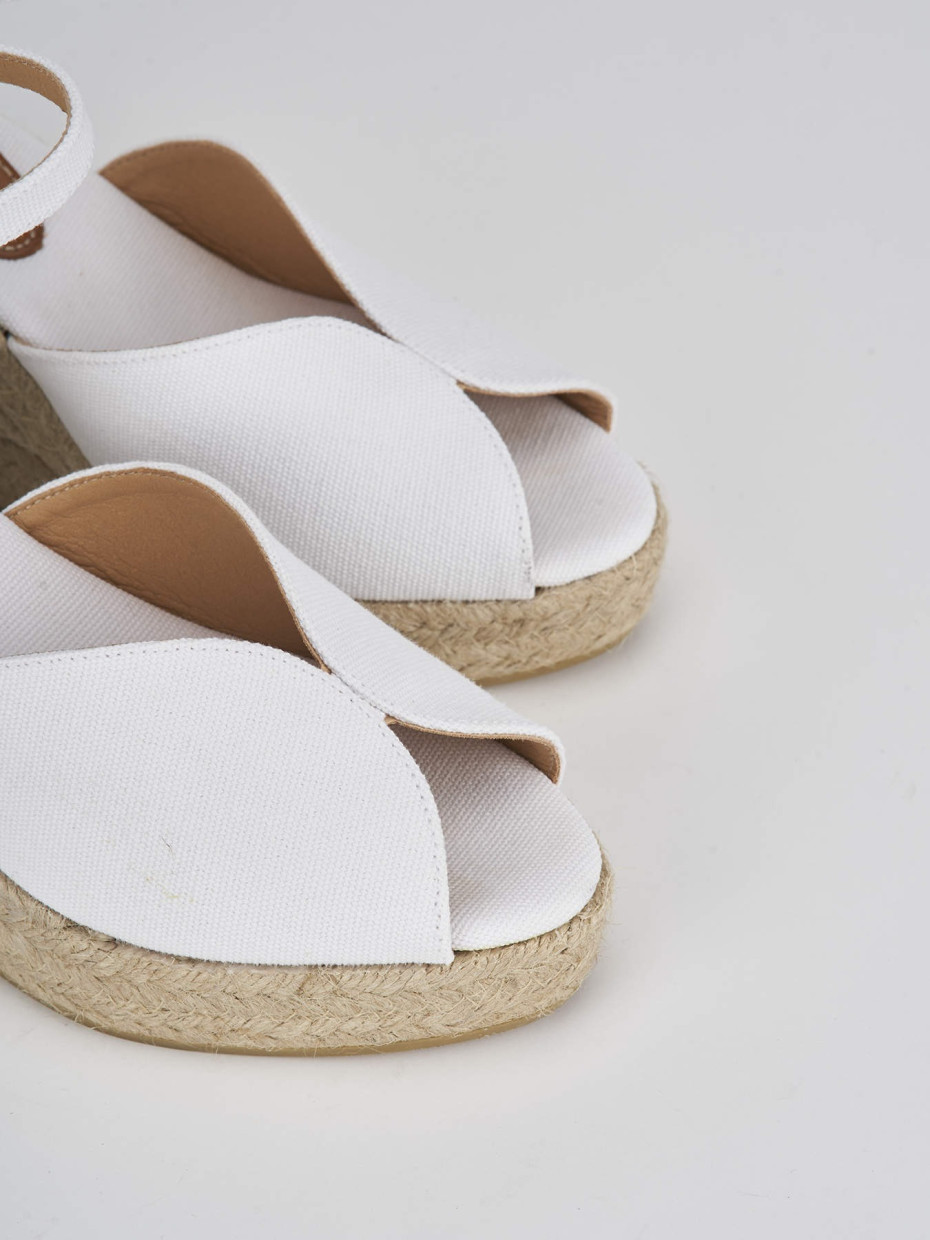 Espadrillas tacco 8cm tessuto bianco