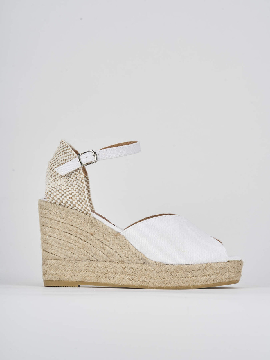 Espadrillas heel 8 cm white fabric