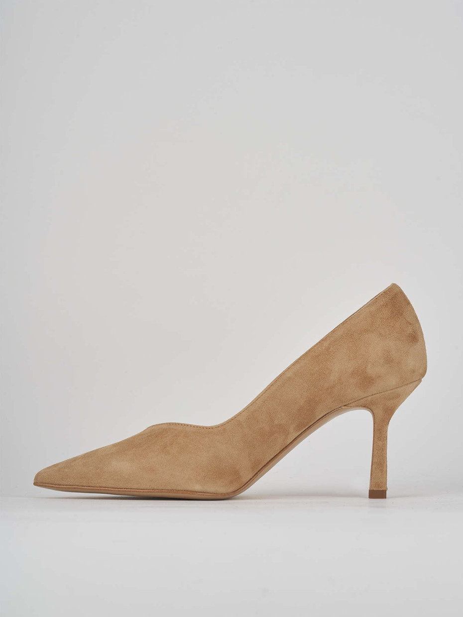 Decoltè tacco 7 cm marrone camoscio
