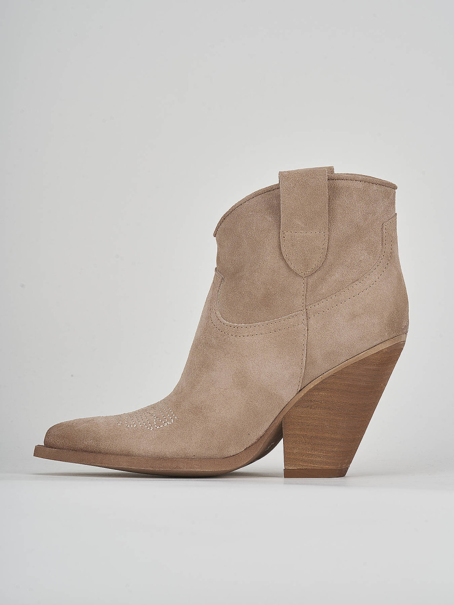 High heel ankle boots heel 7 cm beige suede