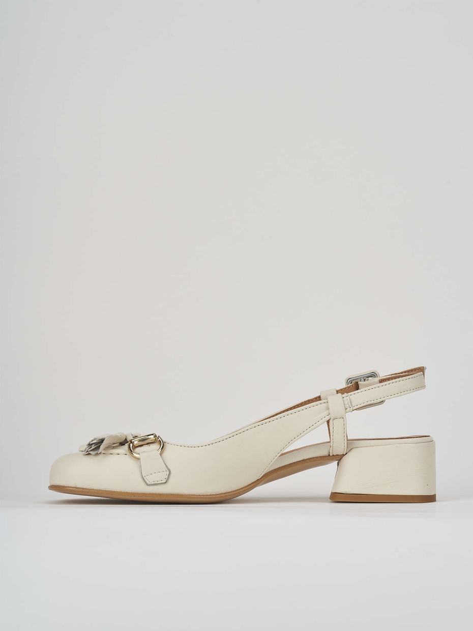 Décolleté e slingback tacco 3cm pelle bianco