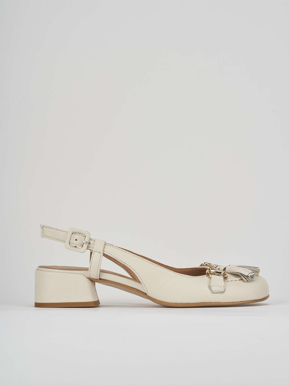 Décolleté e slingback tacco 3cm pelle bianco