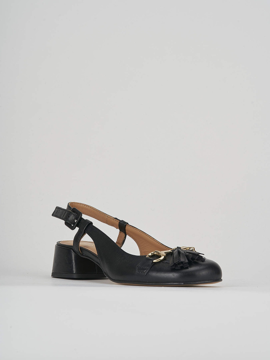 Décolleté e slingback tacco 3cm pelle nero